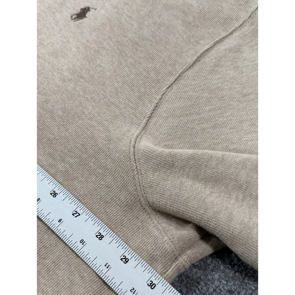 Polo Ralph Lauren Men's Big 3X Beige Cotton Knit Quarter Zip Mock Neck Sweater